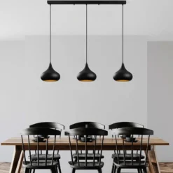 Lámpara colgante Muba, negra, longitud 120 cm, metal