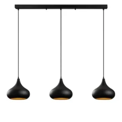 Lámpara colgante Muba, negra, longitud 120 cm, metal