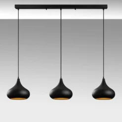 Lámpara colgante Muba, negra, longitud 120 cm, metal