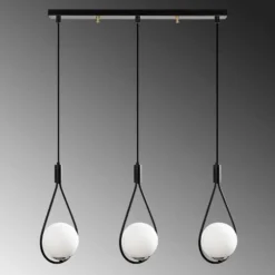 Lámpara colgante Mudoni MR-939 3 luces lineal negro/vidrio ópalo
