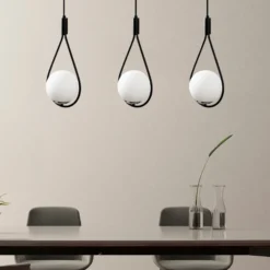 Lámpara colgante Mudoni MR-939 3 luces lineal negro/vidrio ópalo