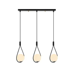 Lámpara colgante Mudoni MR-939 3 luces lineal negro/vidrio ópalo