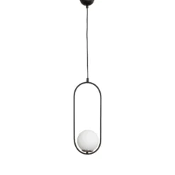 Lámpara colgante Mudoni, negro/blanco, vidrio, metal, E27
