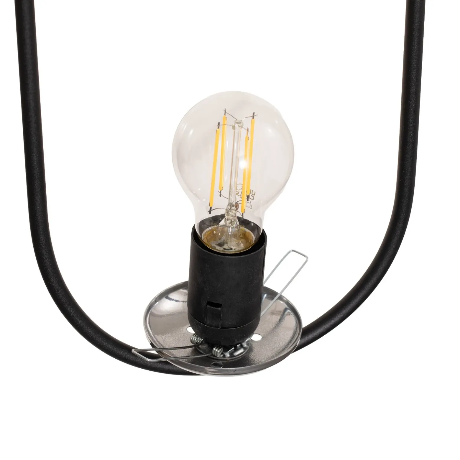 Lámpara colgante Mudoni, negro/blanco, vidrio, metal, E27