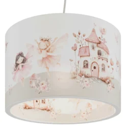 Lámpara colgante «Mundo de las hadas», blanca/rosa, Ø 38 cm, plástico