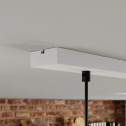 Lámpara colgante Muza, 3 luces, blanco/madera clara