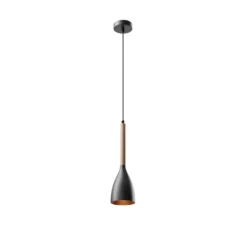 Lámpara colgante Muza, negro/madera clara, Ø 11 cm