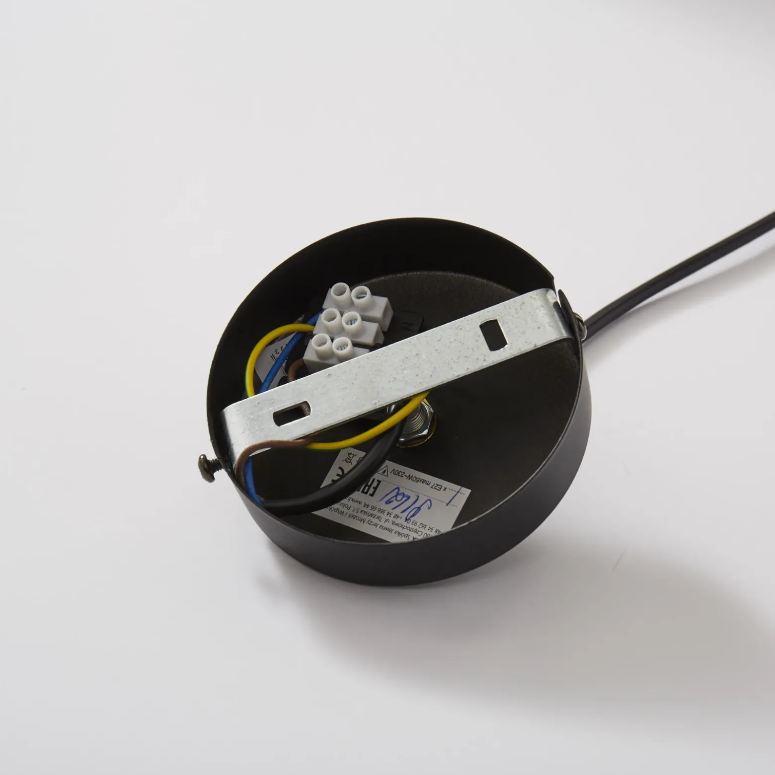 Lámpara colgante Muza, negro/madera clara, Ø 11 cm