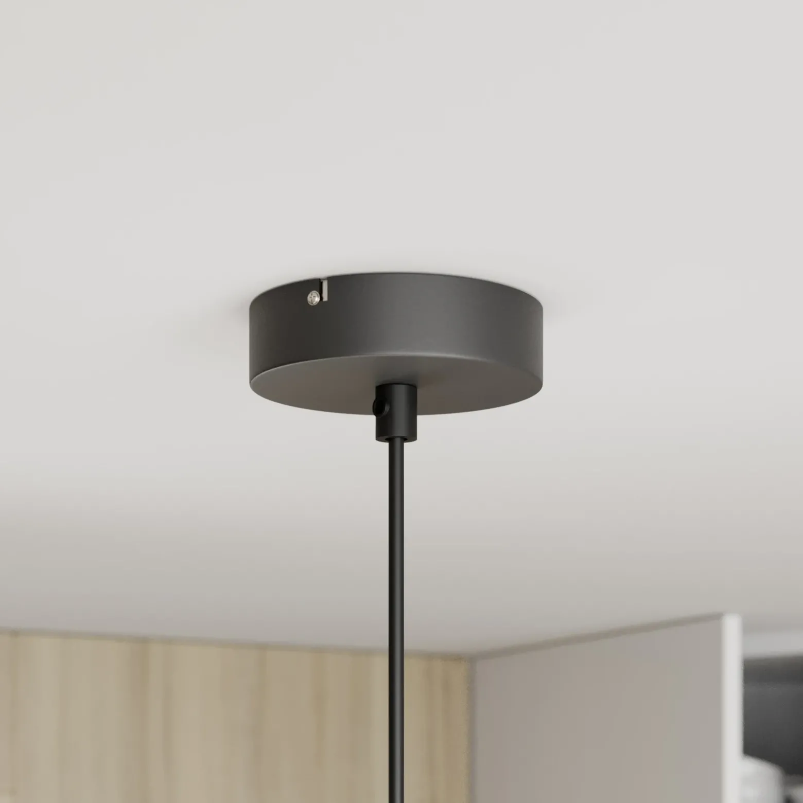 Lámpara colgante Muza, negro/madera clara, Ø 11 cm