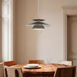 Lámpara colgante Nadija de Lindby, gris, 43 cm, regulable en altura, E27