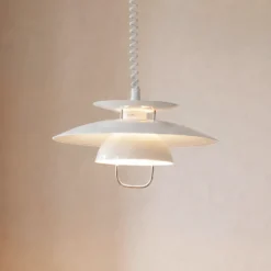 Lámpara colgante Nadija de Lindby, blanca, 43 cm, regulable en altura, E27