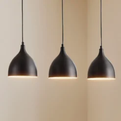 Lámpara colgante Nanu, negro, acero inoxidable, 3 luces