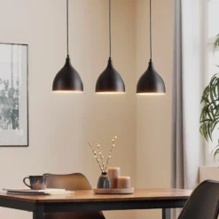 Lámpara colgante Nanu, negro, acero inoxidable, 3 luces