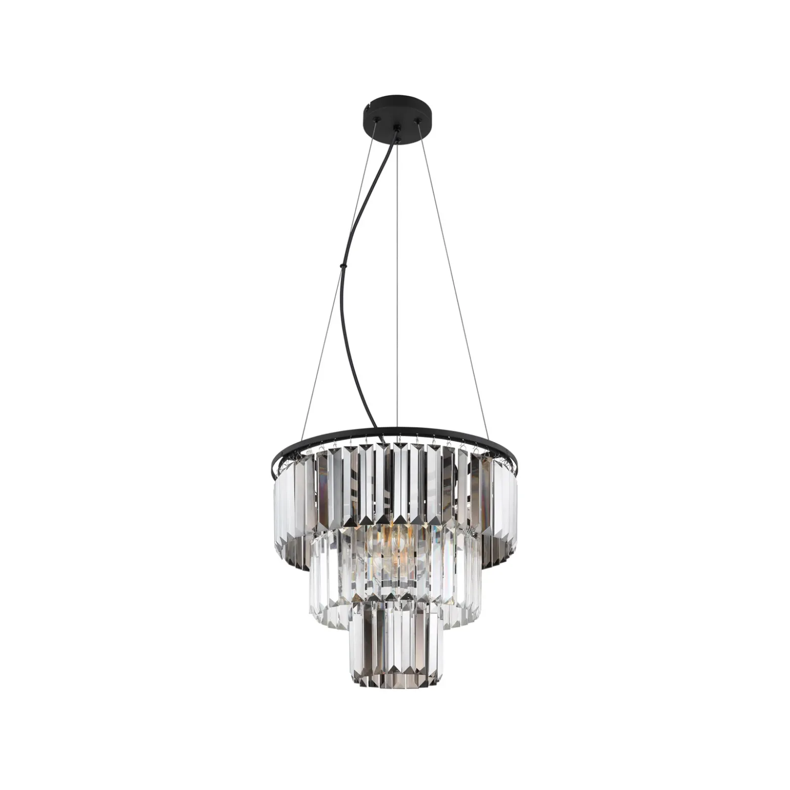 Lámpara colgante Naxis, gris ahumado/claro, Ø 40 cm, cristal