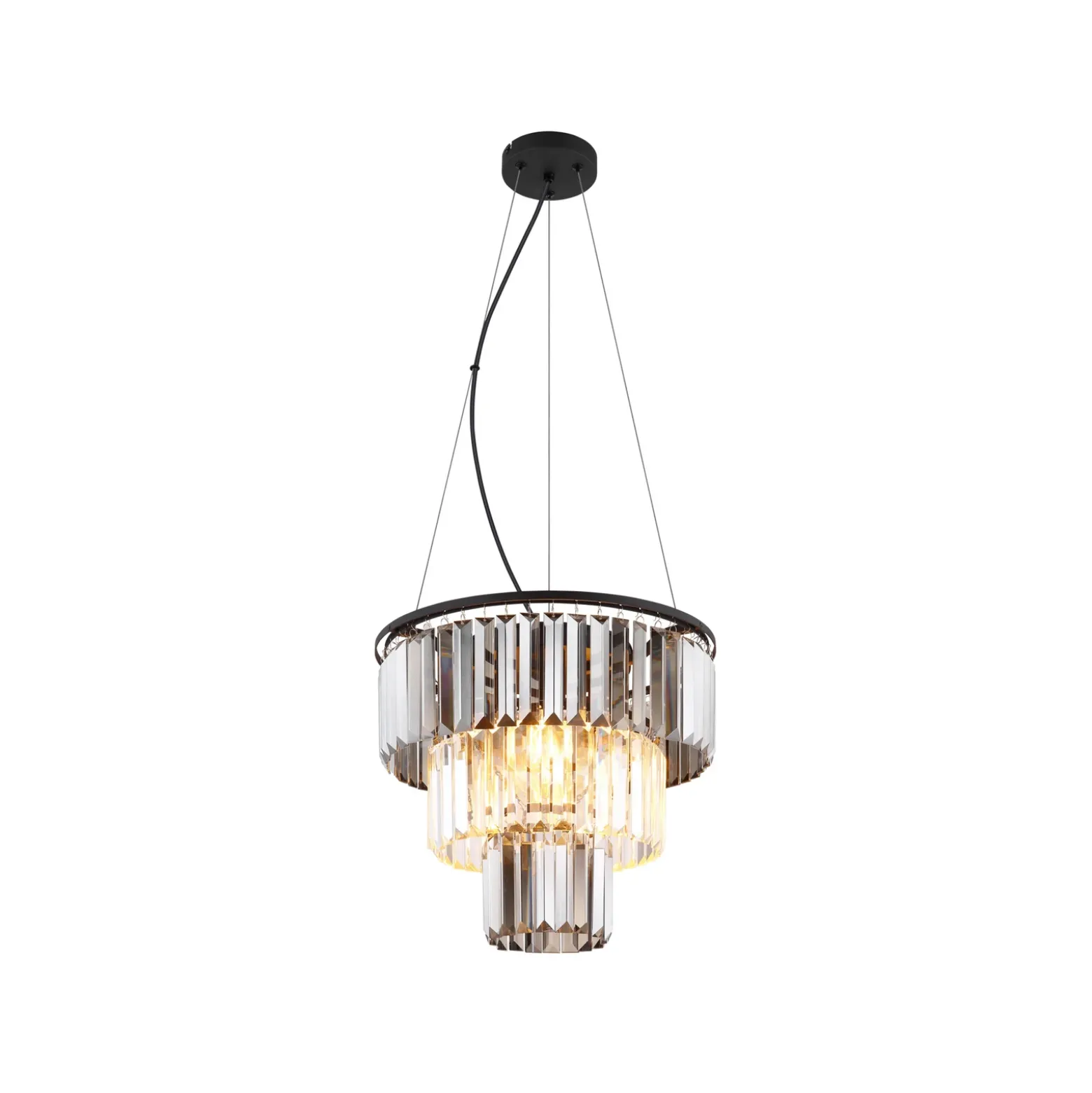 Lámpara colgante Naxis, gris ahumado/claro, Ø 40 cm, cristal