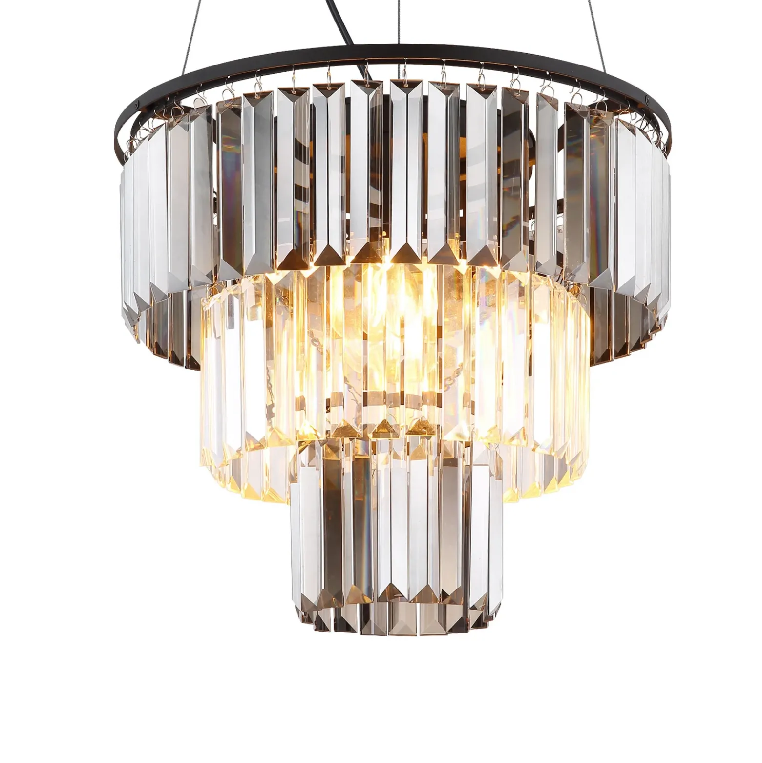 Lámpara colgante Naxis, gris ahumado/claro, Ø 40 cm, cristal