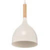 Lámpara colgante Noak, blanco/madera natural, 4 luces larga