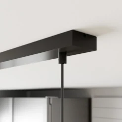 Lámpara colgante Noak de 3 luces, larga, negra/madera natural