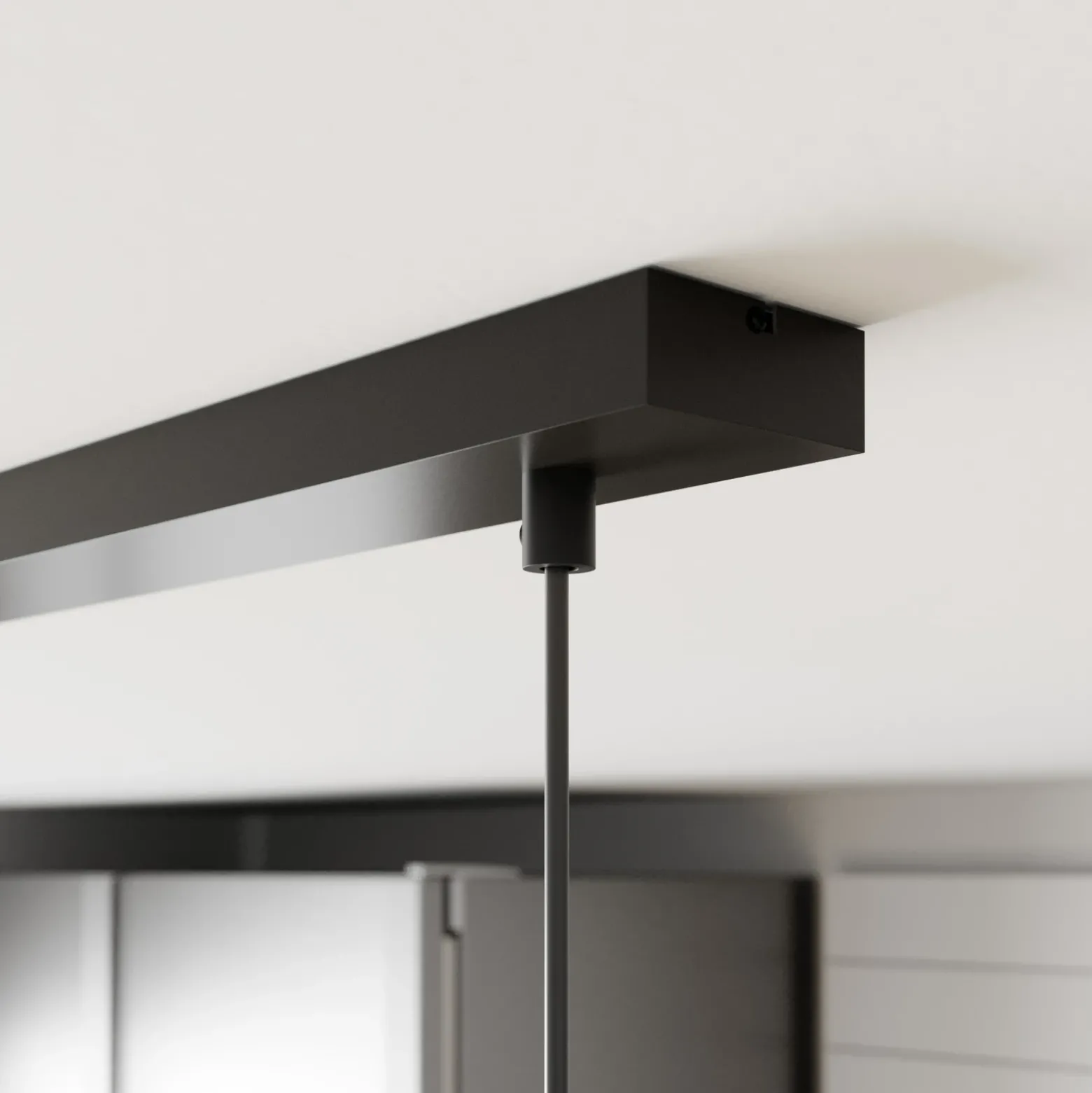 Lámpara colgante Noak de 3 luces, larga, negra/madera natural