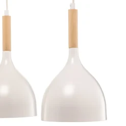 Lámpara colgante Noak 5 luces larga blanco/madera natural