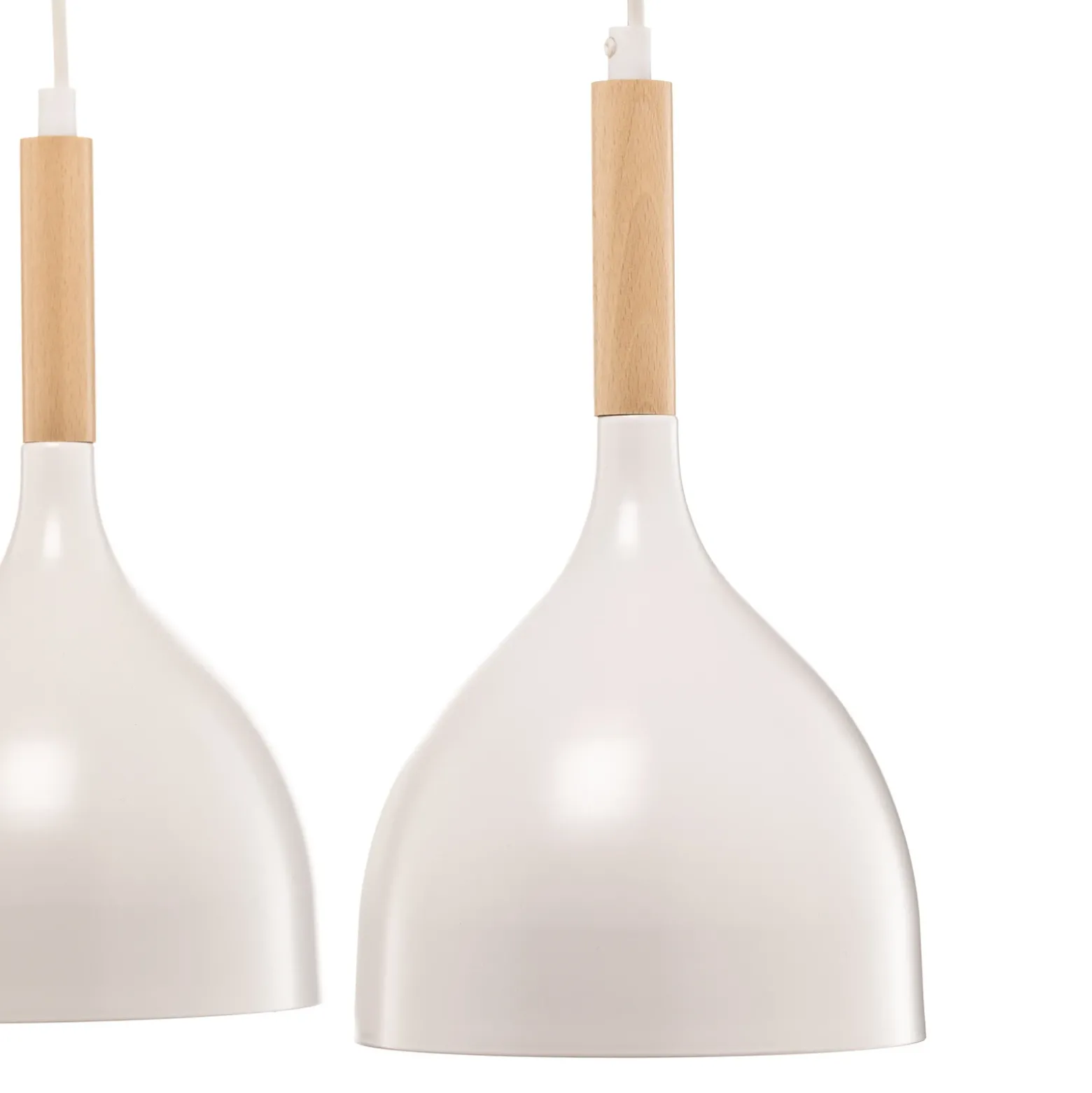 Lámpara colgante Noak 5 luces larga blanco/madera natural