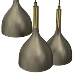 Lámpara colgante Noak 3 luces, redonda, titanio/oro, acero
