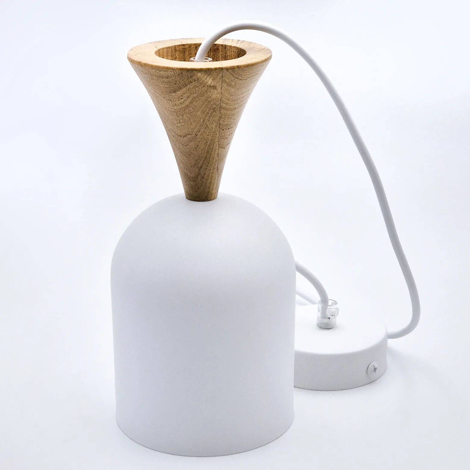 Lámpara colgante Nolan, Ø 11 cm, blanco/roble, metal/madera