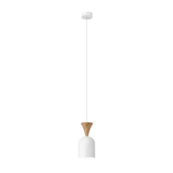 Lámpara colgante Nolan, Ø 11 cm, blanco/roble, metal/madera