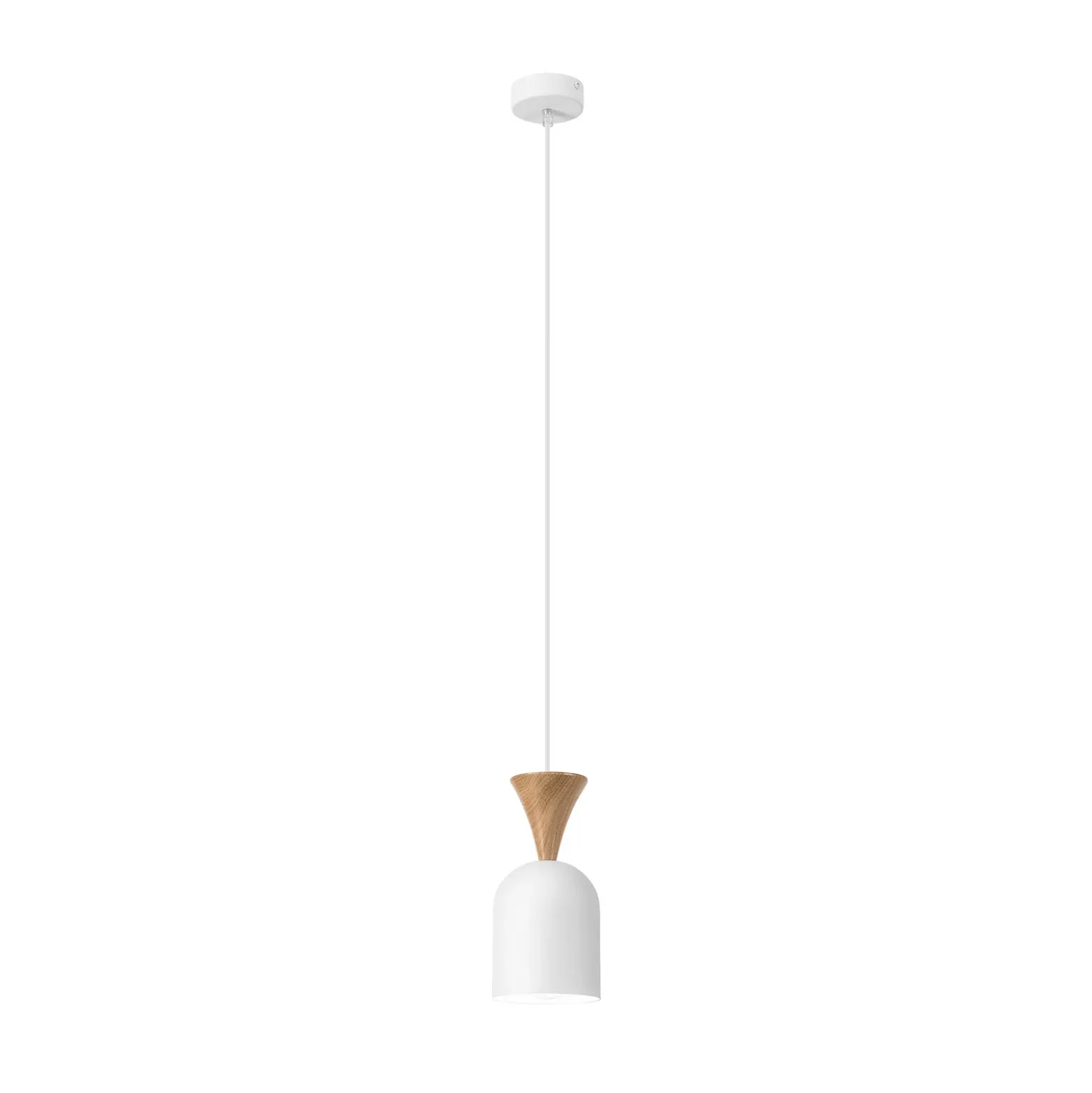 Lámpara colgante Nolan, Ø 11 cm, blanco/roble, metal/madera