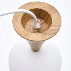 Lámpara colgante Nolan, Ø 11 cm, blanco/roble, metal/madera