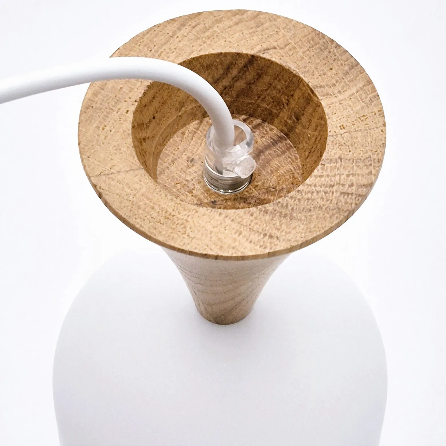 Lámpara colgante Nolan, Ø 11 cm, blanco/roble, metal/madera