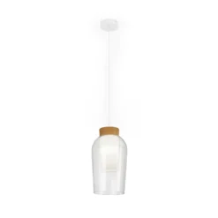 Lámpara colgante Nora, 1 luz, blanca, transparente, cristal