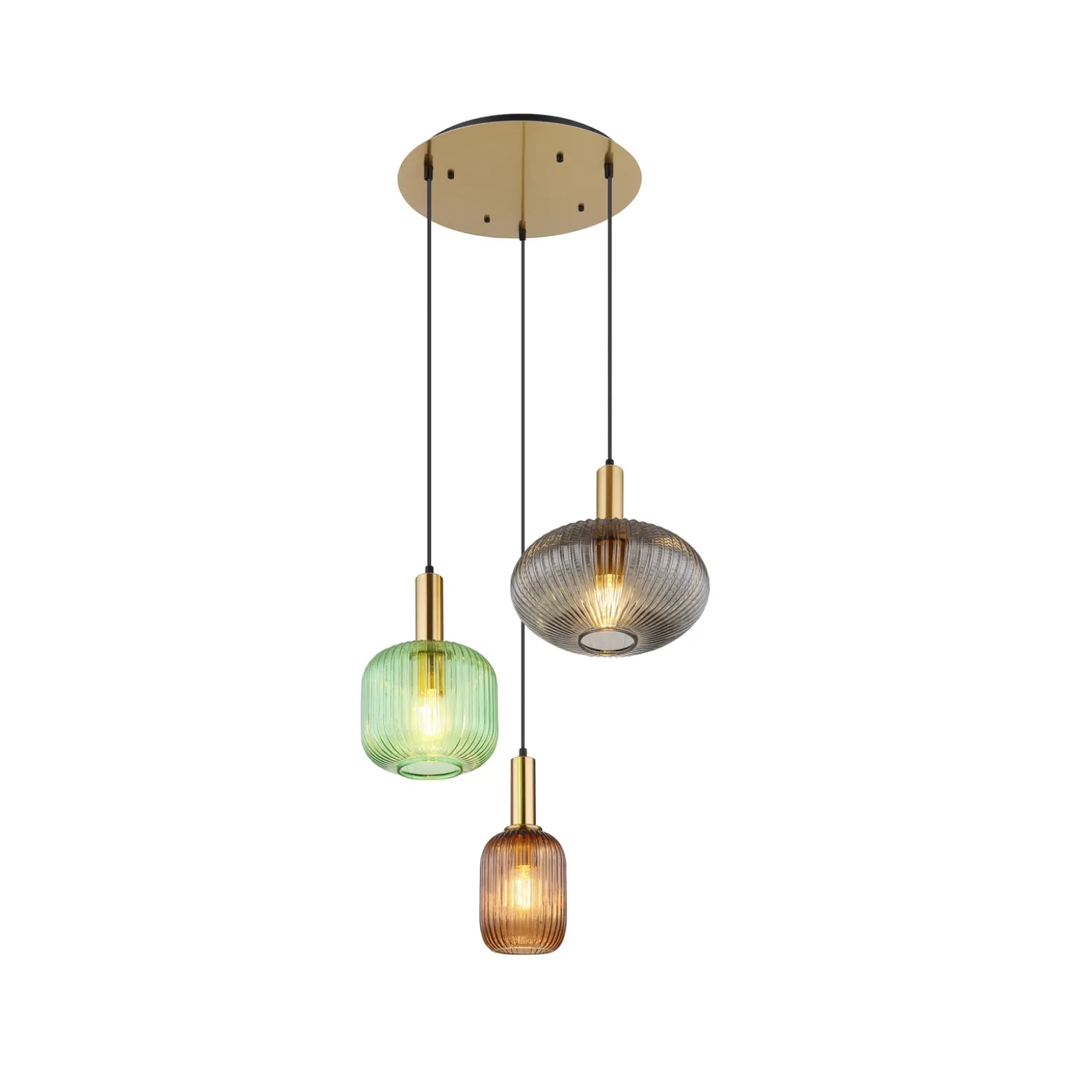 Lámpara colgante Normy, Ø 55 cm, color, cristal, 3 luces.