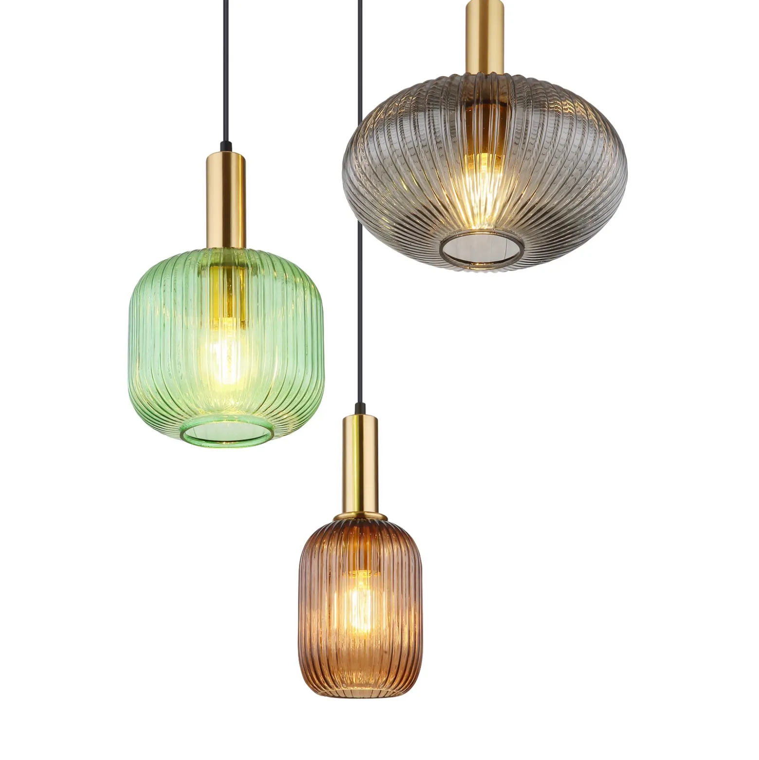 Lámpara colgante Normy, Ø 55 cm, color, cristal, 3 luces.