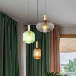 Lámpara colgante Normy, Ø 55 cm, color, cristal, 3 luces.