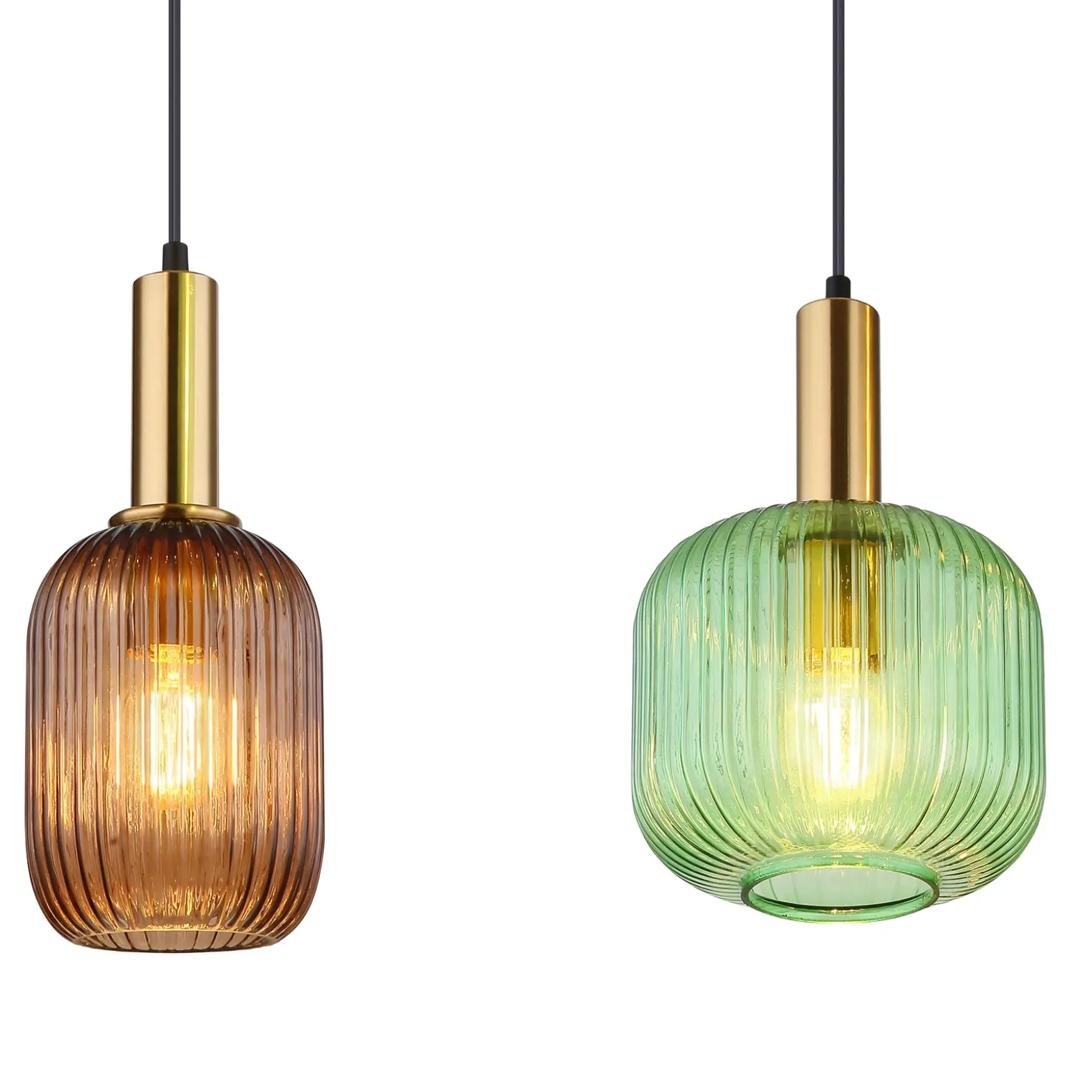 Lámpara colgante Normy, longitud 115 cm, color, cristal, 4 luces.