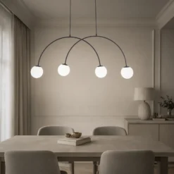 Lámpara colgante Nova, cristal/metal, negro/blanco, 4 luces
