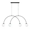 Lámpara colgante Nova, cristal/metal, negro/blanco, 4 luces