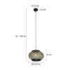 Lámpara colgante NoxLight, 1 luz, negra, con trenzado de bambú