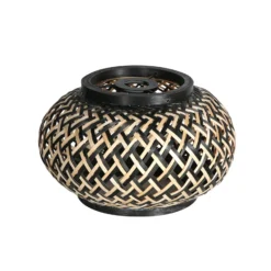 Lámpara colgante NoxLight, 1 luz, negra, con trenzado de bambú