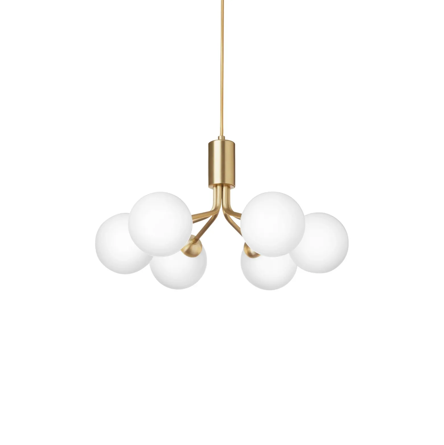 Lámpara colgante Nuura Apiales 6, Ø 50 cm, color latón/ópalo