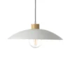 Lámpara colgante OHANA, cristal opalino, madera de roble, Ø 40 cm, E27