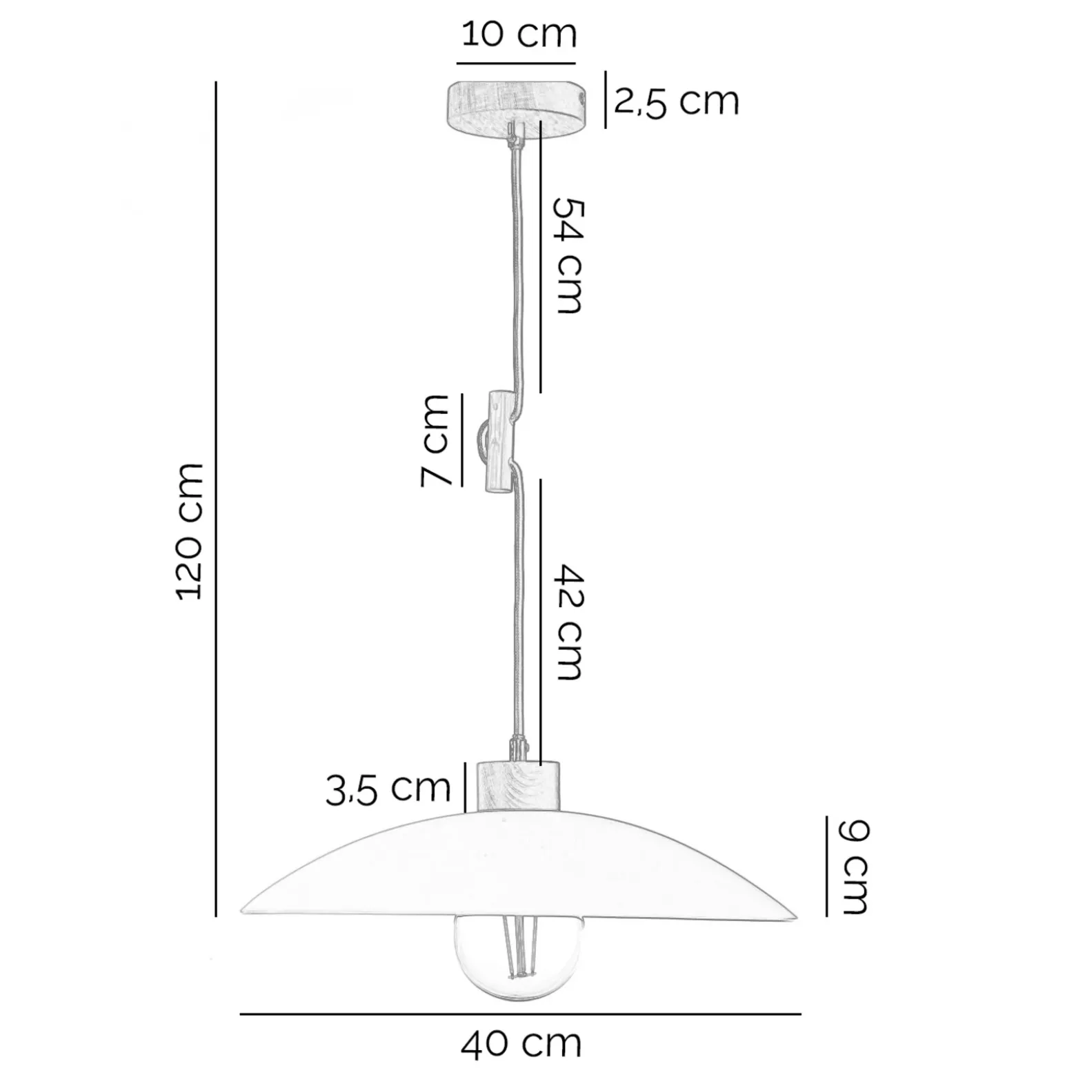 Lámpara colgante OHANA, cristal opalino, madera de roble, Ø 40 cm, E27