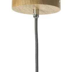 Lámpara colgante OHANA, cristal opalino, madera de roble, Ø 40 cm, E27
