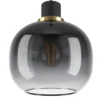 Lámpara colgante Oilella, negro-gris, longitud 95 cm, cristal, 3 luces.
