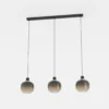 Lámpara colgante Oilella, negro-marrón, longitud 95 cm, cristal, 3 luces.