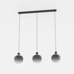 Lámpara colgante Oilella, negro-gris, longitud 95 cm, cristal, 3 luces.