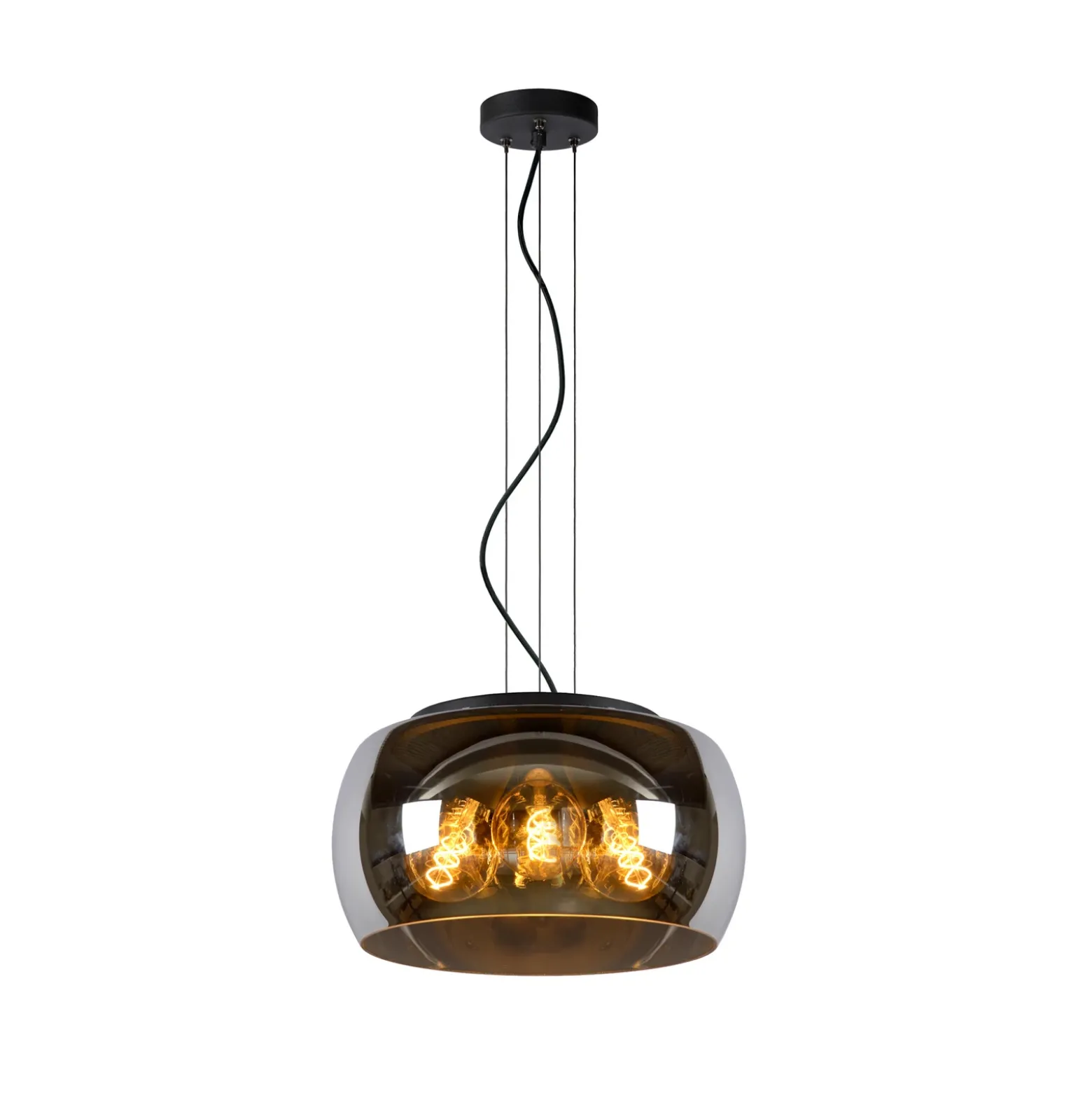 Lámpara colgante Olivia, vidrio de humo, Ø 40 cm
