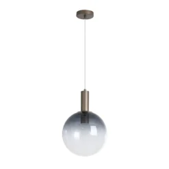 Lámpara colgante Ombre, forma esférica, gris ahumado/blanco, Ø 30 cm, cristal
