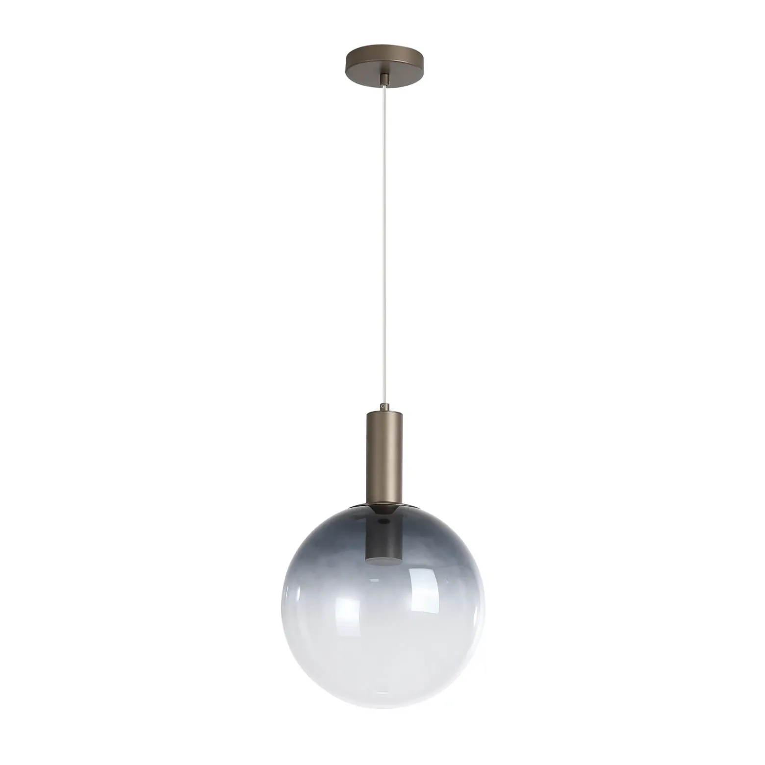 Lámpara colgante Ombre, forma esférica, gris ahumado/blanco, Ø 30 cm, cristal